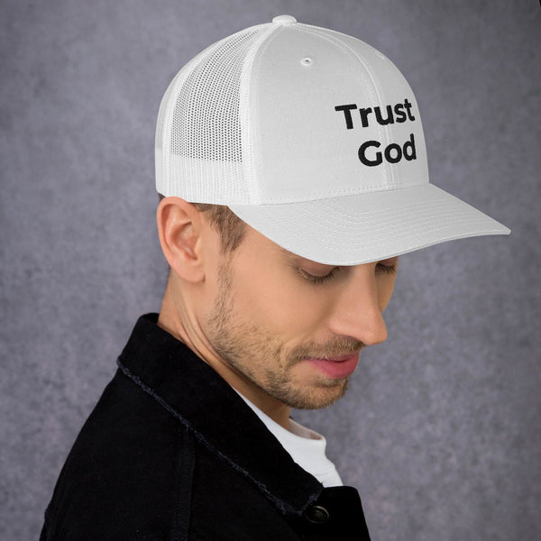 Trust God Trucker Cap Black Letters