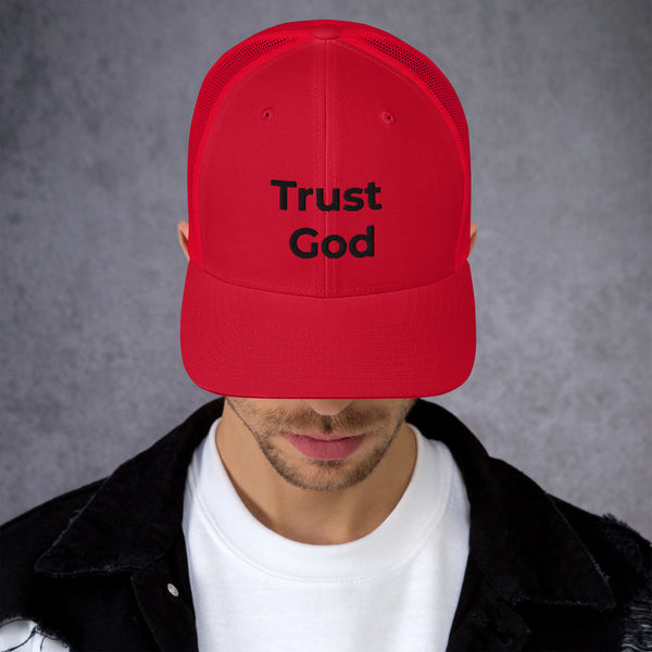 Trust God Trucker Cap Black Letters