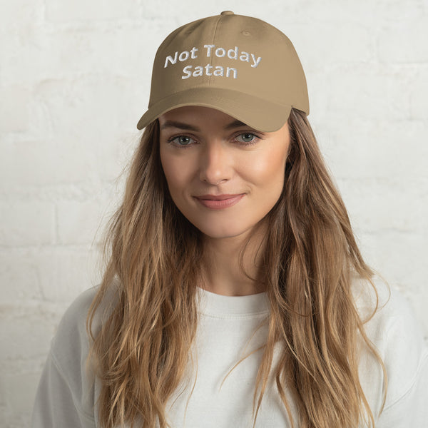 Not Today Satan Dad Hat White Letters