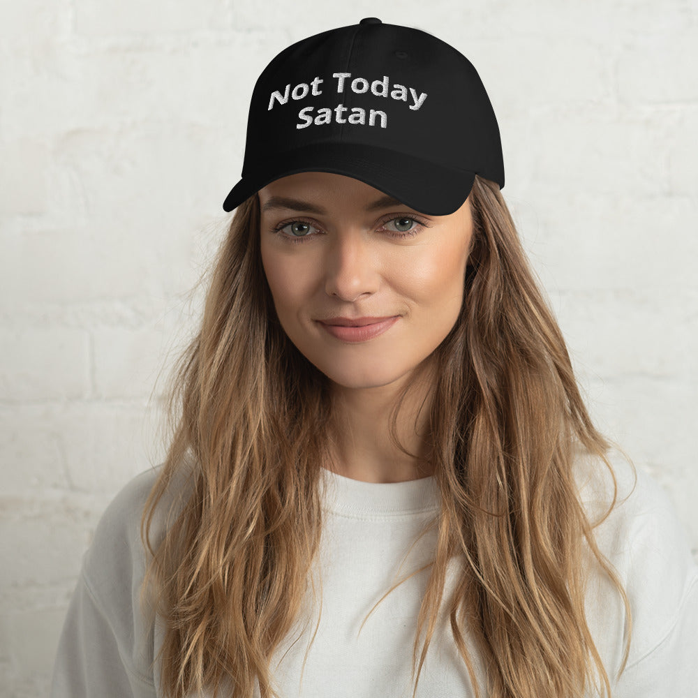 Not Today Satan Dad Hat White Letters