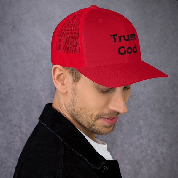 Trust God Trucker Cap Black Letters