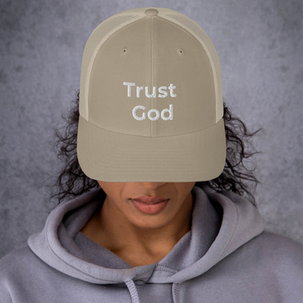 Trust God Trucker Cap White Letters