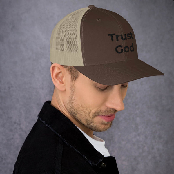 Trust God Trucker Cap Black Letters