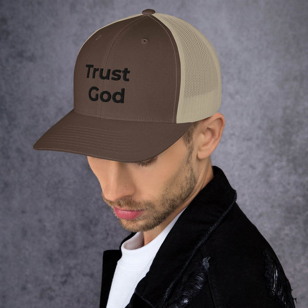 Trust God Trucker Cap Black Letters