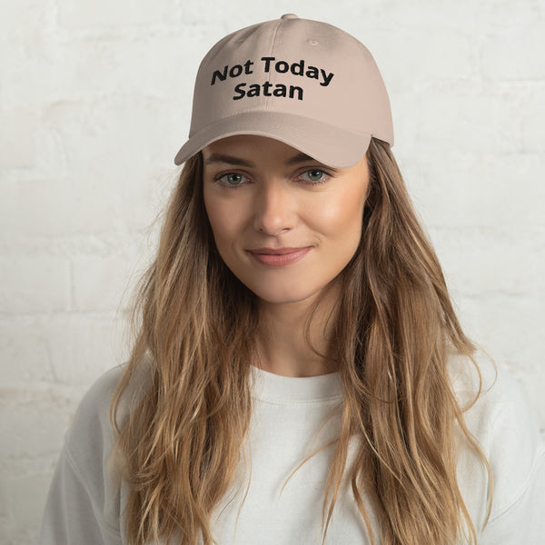 Not Today Satan Dad Hat Black Letters