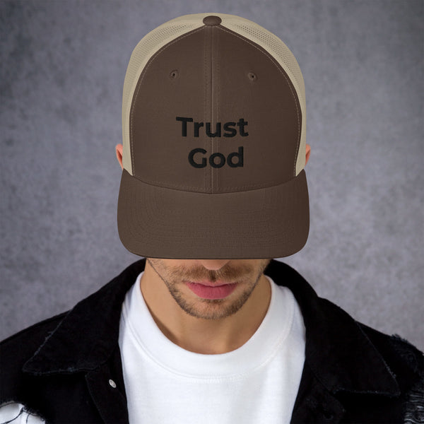 Trust God Trucker Cap Black Letters