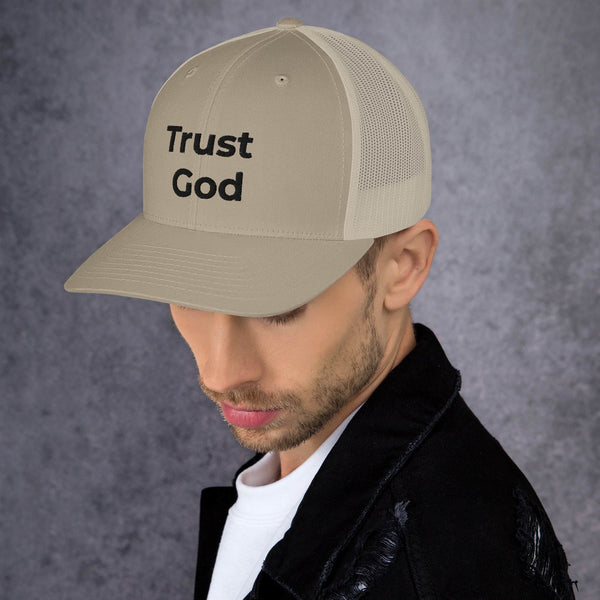 Trust God Trucker Cap Black Letters