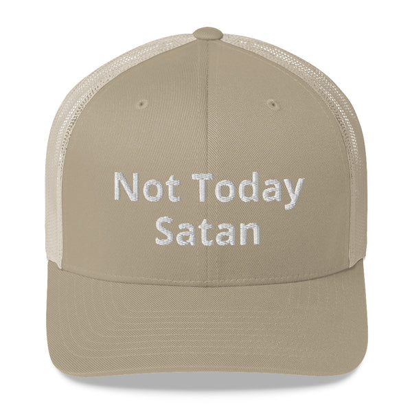 Not Today Satan Trucker Cap White Letters