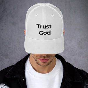 Trust God Trucker Cap Black Letters