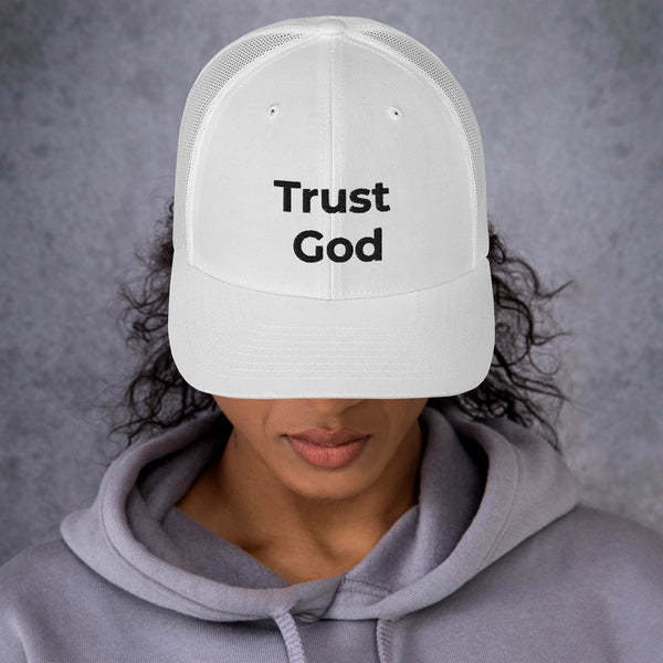 Trust God Trucker Cap Black Letters