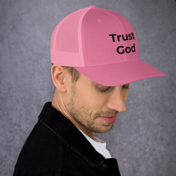 Trust God Trucker Cap Black Letters