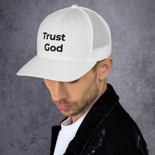 Trust God Trucker Cap Black Letters