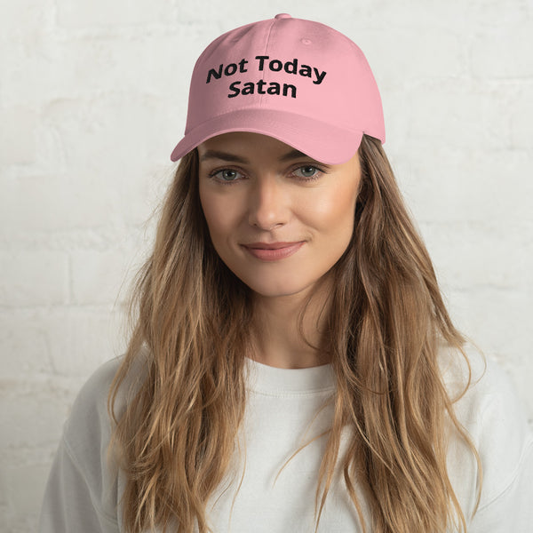 Not Today Satan Dad Hat Black Letters