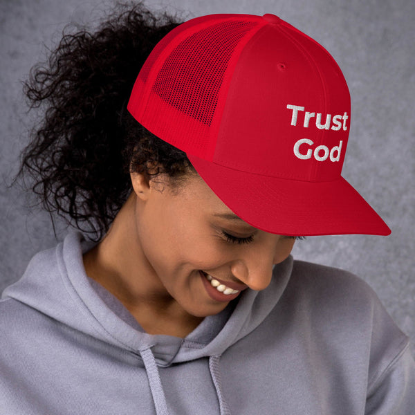 Trust God Trucker Cap White Letters