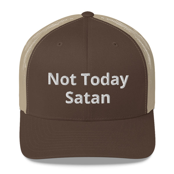 Not Today Satan Trucker Cap White Letters