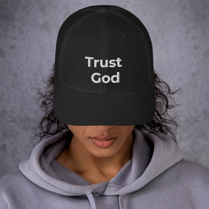 Trust God Trucker Cap White Letters