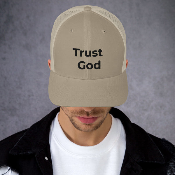 Trust God Trucker Cap Black Letters