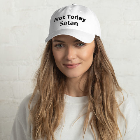 Not Today Satan Dad Hat Black Letters