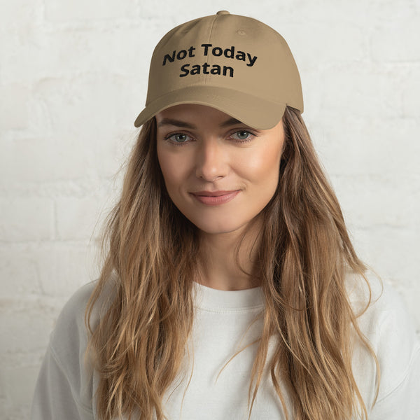 Not Today Satan Dad Hat Black Letters