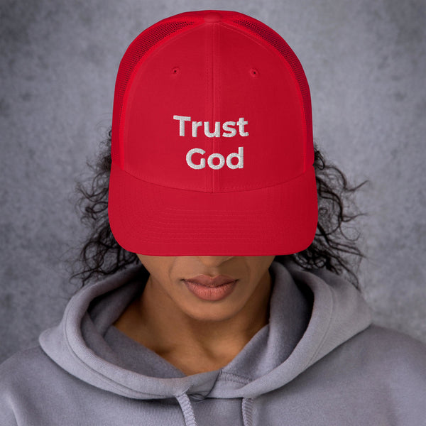 Trust God Trucker Cap White Letters