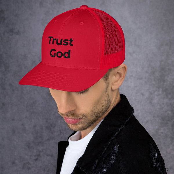 Trust God Trucker Cap Black Letters